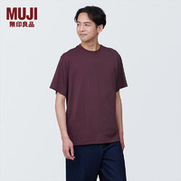 MUJI 無印良品 无印良品（MUJI）男式 天竺编织圆领短袖T恤 AB1MIA4S  酒红色 L
