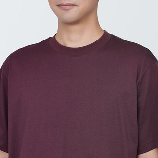 无印良品（MUJI）男式 天竺织圆领短袖T恤 AB1MIA4S  酒红色 L