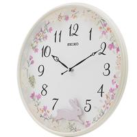 SEIKO 精工 日本精工13寸鐘表可愛兔鐘擺客廳臥室田園創意靜音時尚掛鐘