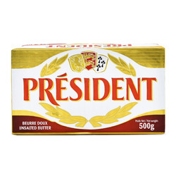 PRÉSIDENT 总统 President）法国进口乳酸发酵动物黄油淡味500g*2烘焙原料