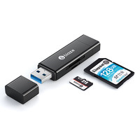 Biaze 毕亚兹 USB-C3.0高速多功能合一手机读卡器 双卡双读 Type-c接口支持SD/TF行车记录仪手机存储内存卡 A22-黑