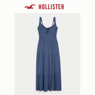 HOLLISTER24夏季新款辣妹侧边抽褶加长款吊带连衣裙女 KI359-4283 蓝色 L (155/100A)短版