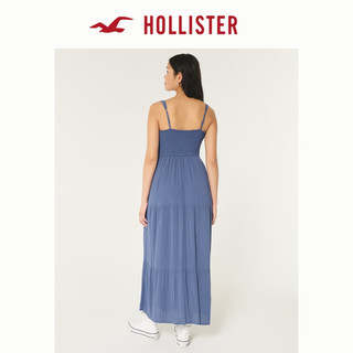 HOLLISTER24夏季新款辣妹侧边抽褶加长款吊带连衣裙女 KI359-4283 蓝色 L (155/100A)短版