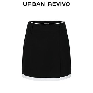URBAN REVIVO 女装小众设计感撞色拼接短款A字半裙UWG540067