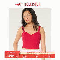 HOLLISTER24夏季新款辣妹露背修身亚麻混纺吊带上衣女 KI340-4026 红色 XXS(160/80A)