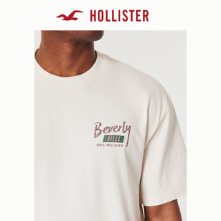HOLLISTER24夏季美式宽松短款图案短袖T恤男女KI323-4042 乳白色 L(180/108A)