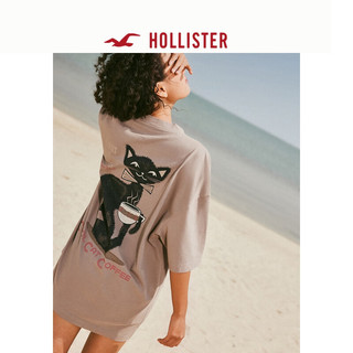 HOLLISTER24夏季美式宽松短款图案短袖T恤男女KI323-4042 灰褐色 M(180/100A)
