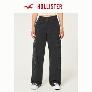 HOLLISTER24夏季美式4口袋高腰宽松休闲工装裤 女 KI356-4130 黑色 160/58A