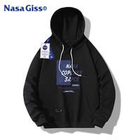 NASA GISS 连帽卫衣男春秋季美式潮牌宽松青少年上衣男生帽衫外套 黑色 3XL