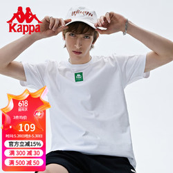 Kappa 卡帕 短袖新款男运动T恤纯棉休闲半袖夏简约圆领短袖 K0D32TD80 漂白-001 XL