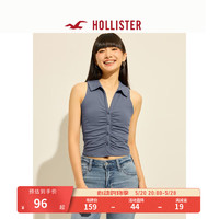 HOLLISTER24夏季美式辣妹修身无袖Polo衫T恤 女 KI339-4060 蓝色 M(165/92A)