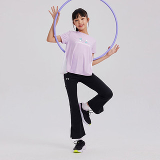 安德玛（Under Armour）童装2024女童T恤短袖夏季速干透气运动圆领上衣 紫色 165cm