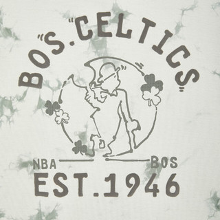 杰克·琼斯（JACK&JONES）夏季NBA联名凯尔特人队宽松植绒字母扎染短袖T恤男装224201332 大地绿E03 常规 大地绿E03 180/100A/L