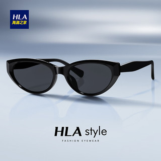 海澜之家（HLA）太阳镜女 潮搭修颜小框猫眼墨镜男 开车驾驶遮阳眼镜  黑框茶片