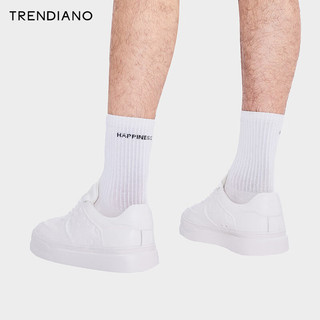 TRENDIANO潮牌轻奢平地小白鞋2024年夏季时尚潮流舒适男鞋 米白 43