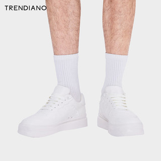 TRENDIANO潮牌轻奢平地小白鞋2024年夏季时尚潮流舒适男鞋 米白 39