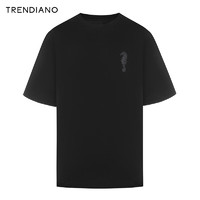 TRENDIANO潮趣烫印字母圆领T恤2024年夏季美式趣味穿搭短袖男 黑色 XL
