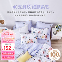 MENDALE 梦洁家纺 床上四件套纯棉印花套件：兰达 1.5m床适用丨被套200*230cm