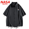 NASA MARVEL 短袖衬衫男夏季衬衣潮牌休闲百搭宽松时尚抗皱打底衫 黑色 L