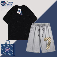 GAVK NASA GAVK2024套装纯棉T恤夏季新品男女同款五分印花情侣潮牌短裤