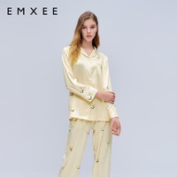 嫚熙（EMXEE）夏季月子服纯棉睡衣哺乳怀孕期家居服套装 香槟金法斗 XL