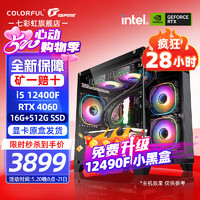 COLORFUL 七彩虹 海景房RTX4060 显卡电脑主机台式组装机 配四：12490F丨16G丨512G丨4060