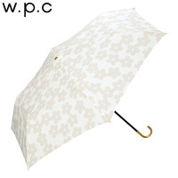 Wpc. WPC春夏晴雨伞 轻量便携可爱金色手柄格子三折晴雨伞 花蕊款mini475-018米白