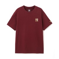 NEW ERA 纽亦华 潮牌穿搭MLB NY纽约洋基鎏金经典大标男女情侣款T恤短袖潮