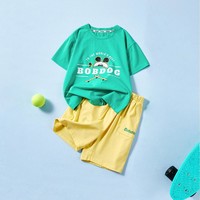 BoBDoG 巴布豆 男童套装24夏新款校园风运动套装吸汗透气短袖裤子