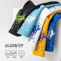 北极绒袜子男士秋冬季中筒袜ins潮流吸汗透气长袜青年运动篮球男袜 混色5双装 均码