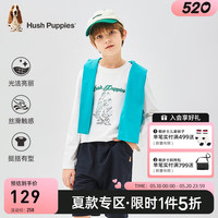 暇步士(Hush Puppies)童装儿童男女大童2024春夏亲肤舒适青春活力感长袖圆领衫 本白 140cm