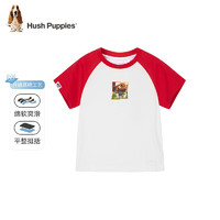 暇步士（Hush Puppies）童装男女童短袖圆领衫儿童短袖舒适柔软透气吸汗不易变形时尚休闲 (B款)珊瑚红 110cm