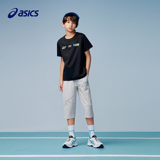 asics亚瑟士童装2024年夏季七分裤男童垂感舒适运动裤 020灰色 140cm