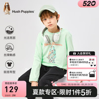 暇步士（Hush Puppies）童装儿童男女大童2024春夏亲肤舒适青春活力感长袖圆领衫 芥末绿 120cm