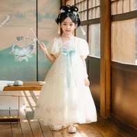 波亚米特 女童新中式公主裙夏季2024新款儿童连衣裙中大童汉服裙子