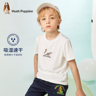 暇步士（Hush Puppies）童装男女童短袖圆领衫儿童短袖舒适柔软透气吸汗不易变形时尚休闲 (E款)冰晶蓝 105cm