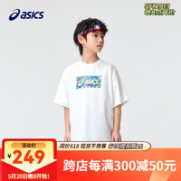 asics/亚瑟士童装2024儿童运动短袖T恤吸汗休闲百搭上衣夏季 10本白 130cm