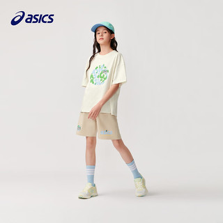 asics/亚瑟士童装2024儿童中裤夏季宽松弹性运动舒适遮热短裤 8858卡其 140cm