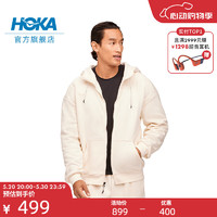 HOKA ONE ONE 男款春季全拉链抓绒保暖卫衣HOKA ESSENTIAL FZ HOODIE 蛋酒色 S