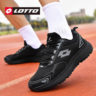 乐途（LOTTO）运动鞋男鞋透气高回弹缓震耐磨跑步鞋男 1037 黑色（夏季款）42