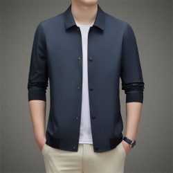 老人头laorentou春秋季男士夹克翻领商务休闲中老年爸爸装感外套