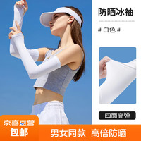 升级款防晒冰袖夏季冰爽袖套防晒女冰丝护臂防紫外线 白色 1个