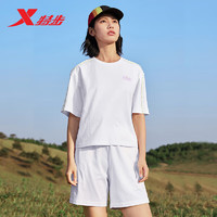 XTEP 特步 短袖女运动针织套装春夏8762286A0128 珍珠白 M