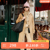 歌莉娅 GLORIA 春季  大翻领长风衣  1B1C6L590 91W深杏