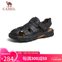 CAMEL 骆驼 牛皮革包头户外休闲男士凉鞋 G14M344603 黑色 42
