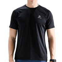 探拓（TECTOP）速干T恤款轻薄透气弹力舒适圆领短袖速干衣运动宽松舒适上衣 3043男款黑色 XL