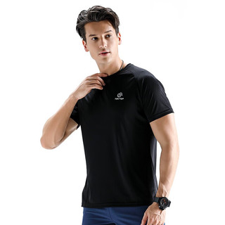 探拓（TECTOP）速干T恤款轻薄透气弹力舒适圆领短袖速干衣运动宽松舒适上衣 3043男款黑色 XL