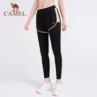88VIP：CAMEL 骆驼 瑜伽裤女假两件运动裤外穿夏季紧身裤弹力跑步裤子高腰健身裤