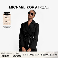 MICHAEL KORS迈克高仕 女士双排扣风衣外套 含链条腰带 黑色 001 S