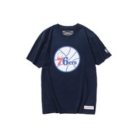 mitchell & ness 宽松男式T恤纯棉短袖 NBA球队款76人队篮球运动T恤男夏季